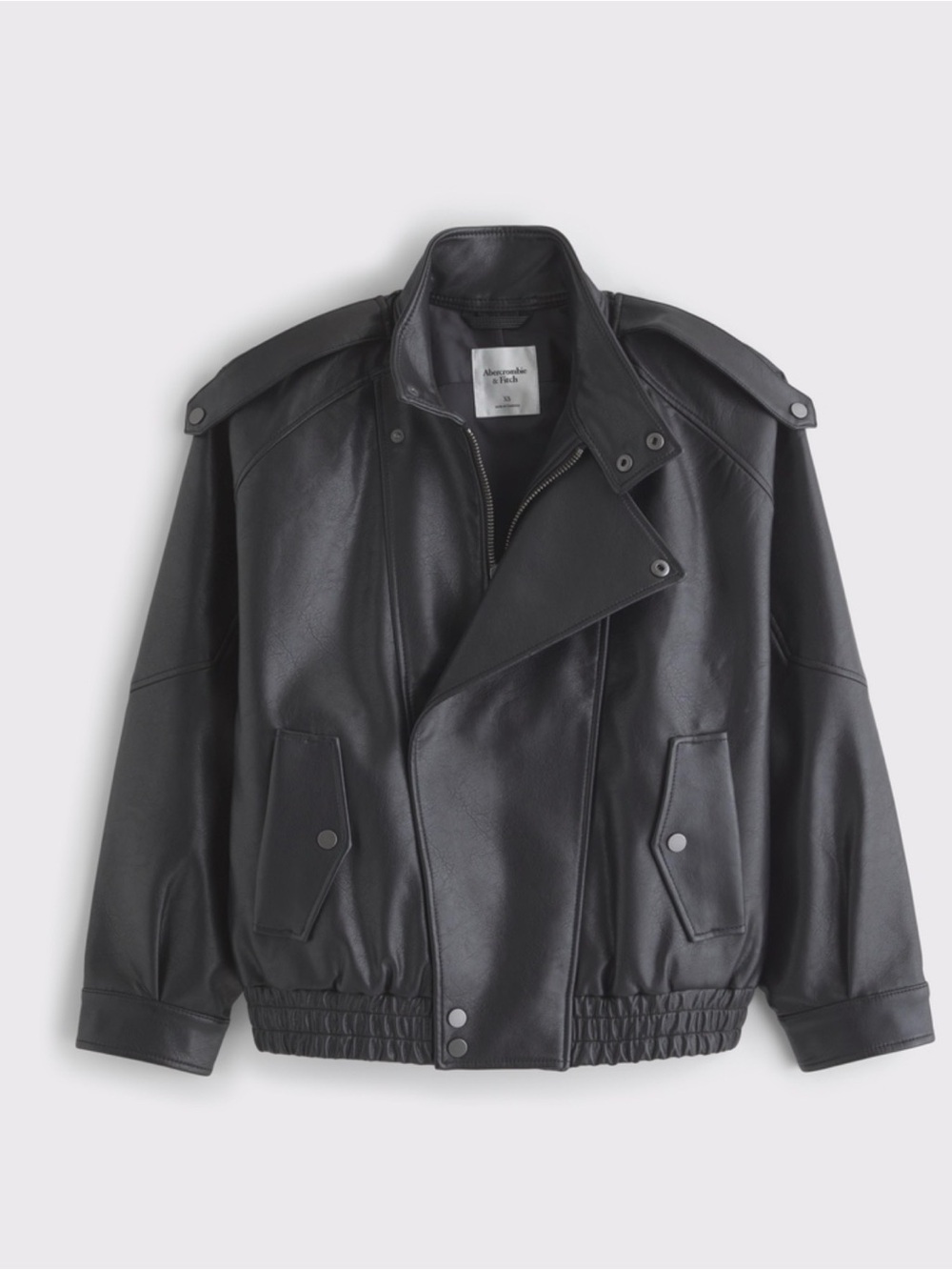 Relaxed Mockneck Vegan Leather Bomber Jacked
